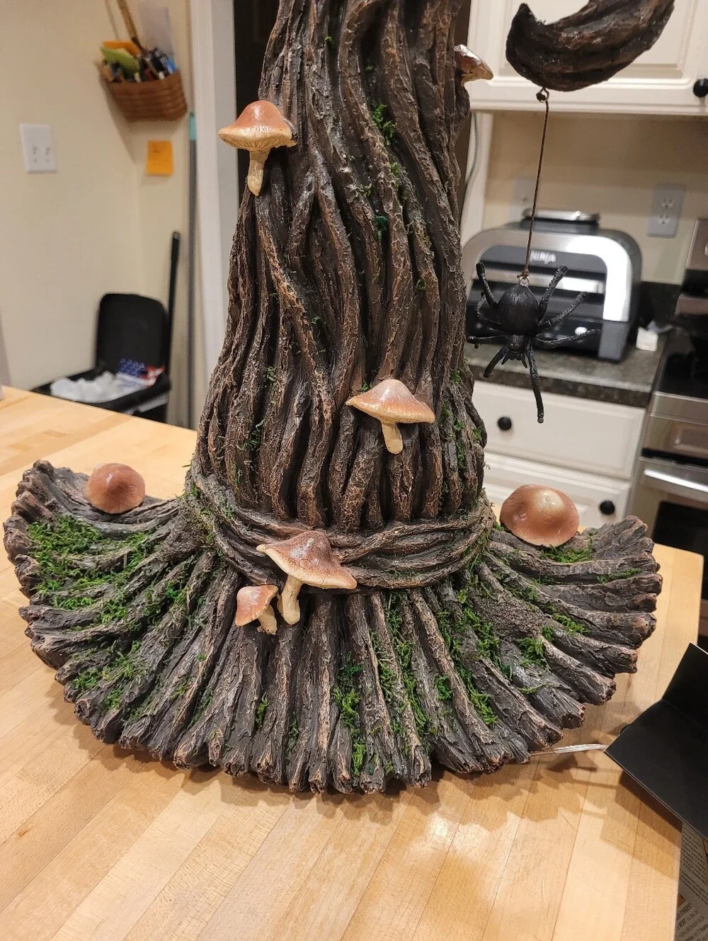 NEW Halloween Whimsical Mushroom Wood Witch Tree Hat Accent with LED Lights